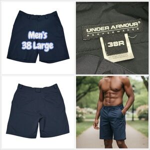 Men's Under Armour 38 Large Shorts Golf Chino Khakis Blue Performance Stretch
